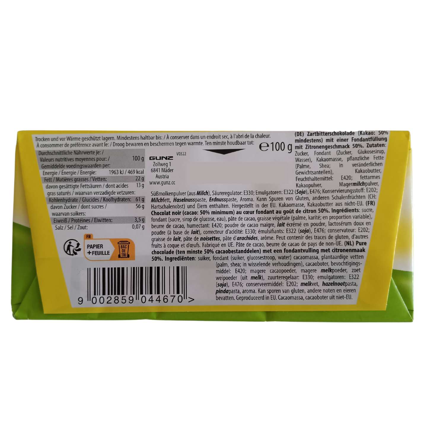 Maitre Truffout Dark Choc Lemon 100g Block