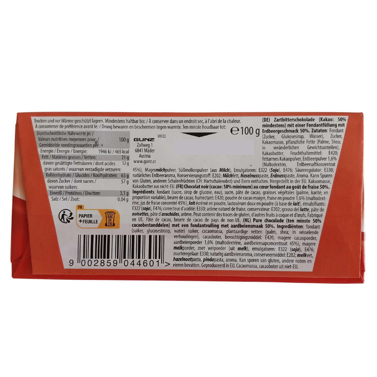 Maitre Truffout Dark Choc Strawberry 100g Block