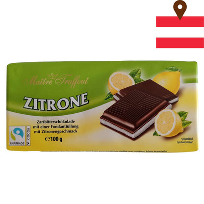 Maitre Truffout Dark Choc Lemon 100g Block