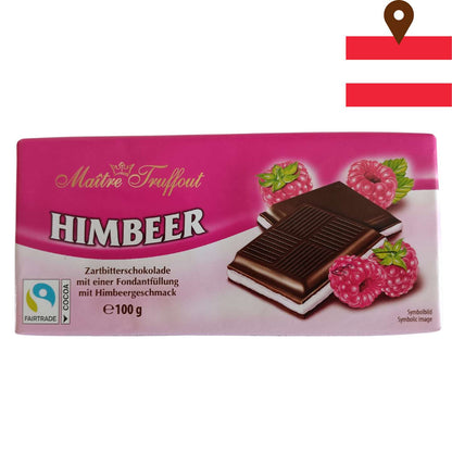 Maitre Truffout Dark Choc Raspberry 100g Block