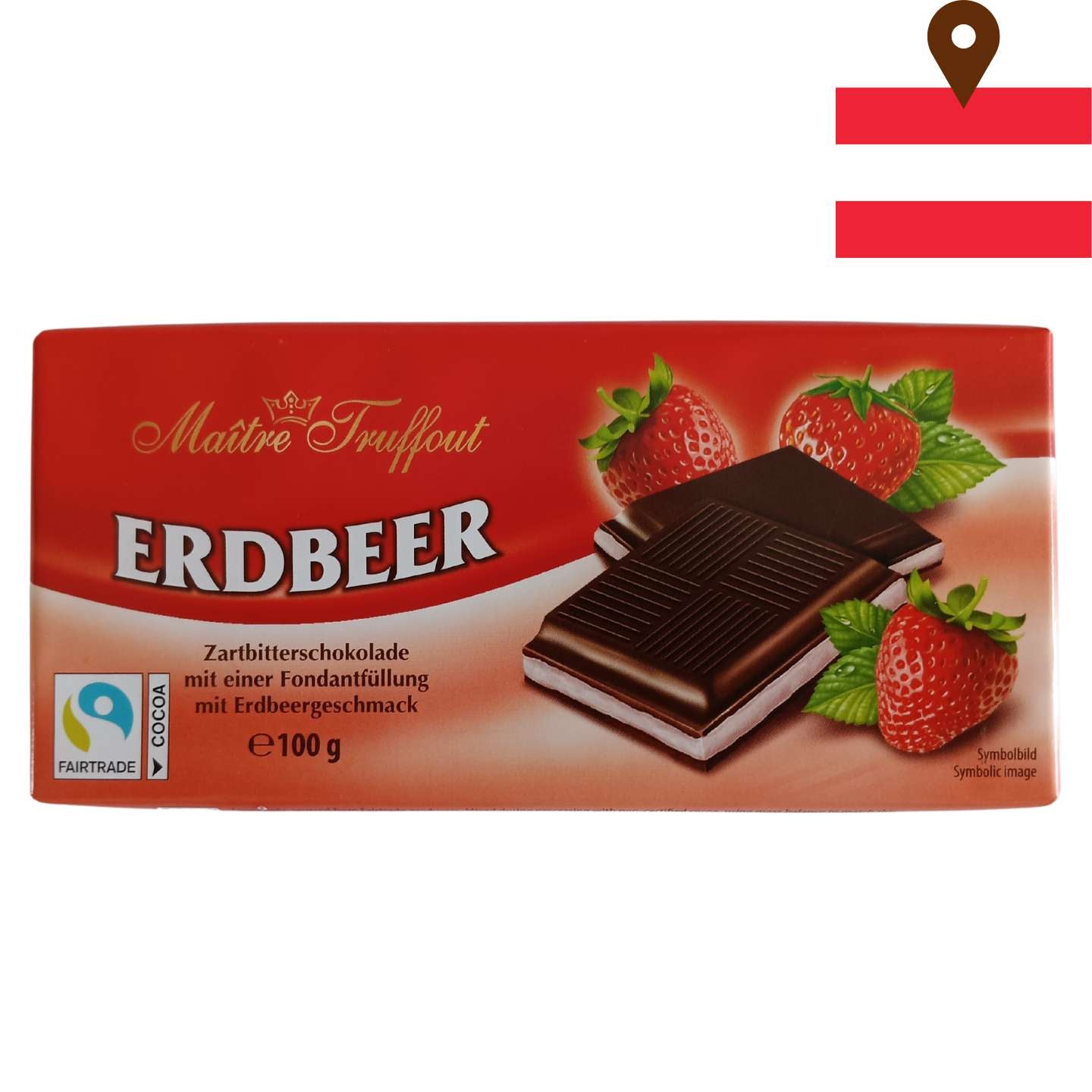 Maitre Truffout Dark Choc Strawberry 100g Block